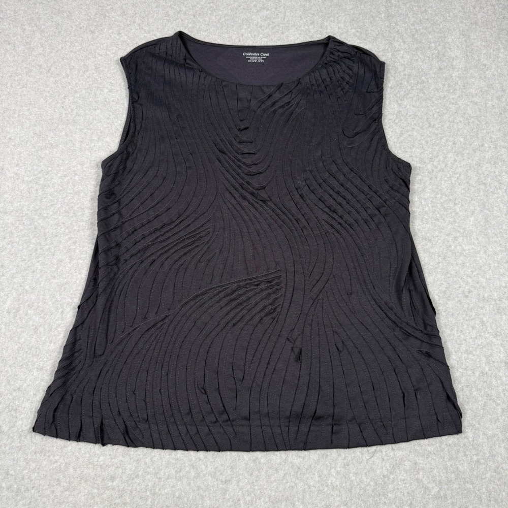 Coldwater Creek Black Textured Ribbon Swirl Sleeveless Knit Top 1X 16W-18W